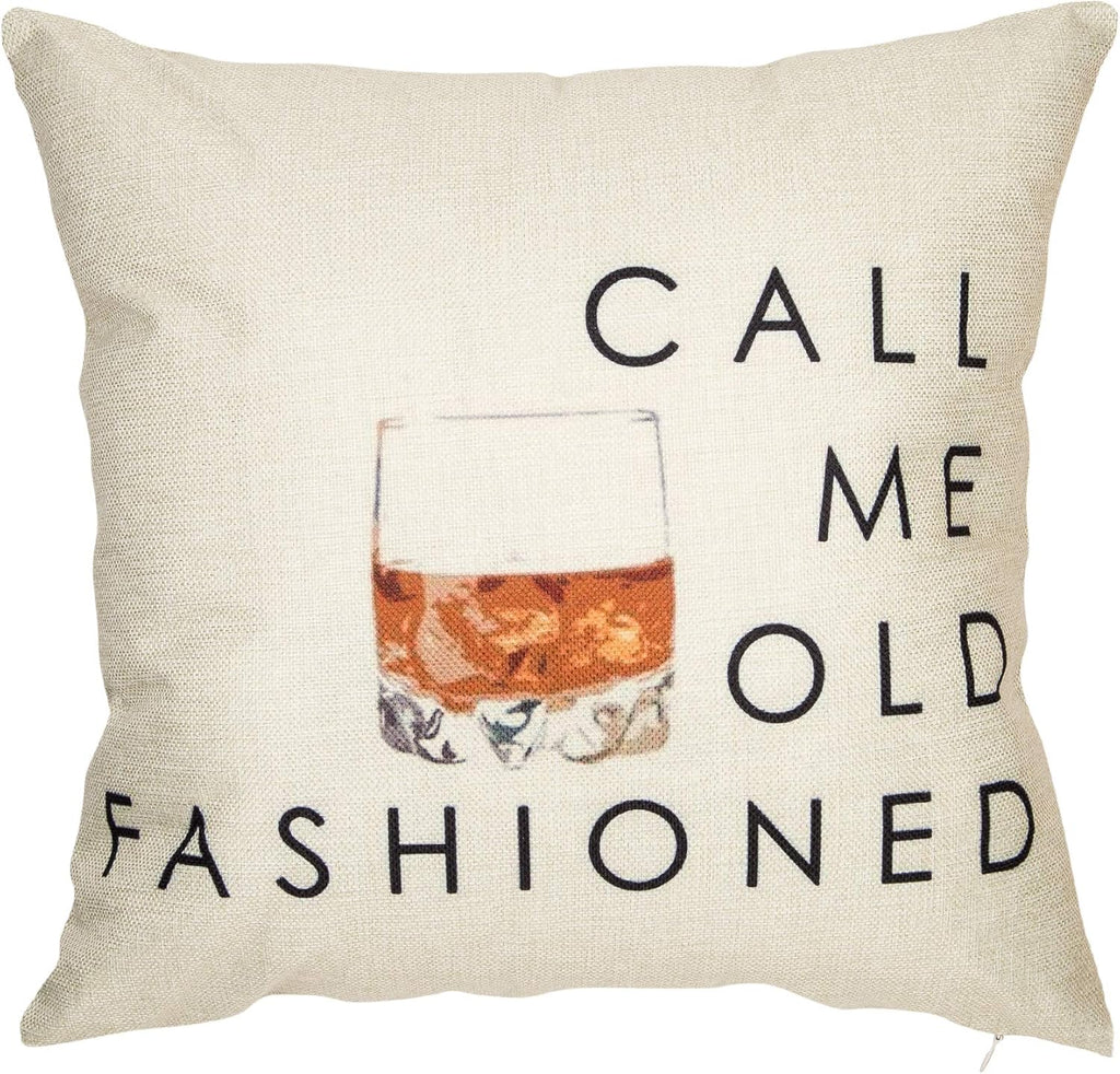 Funny Quote Saying Call Me Old Fashioned Throw Pillow Cover Red Christmas Sign Winter Holiday Decor Cushion Case Decorative for Sofa Couch 18" X 18" Inch Cotton Linen