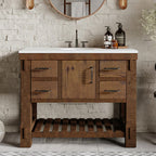 Telluride 60-In Distressed Pine Undermount Single Sink Bathroom Vanity with White Quartz Top