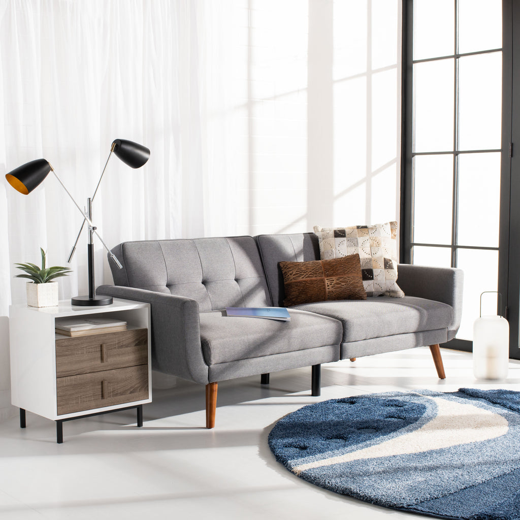 Bushwick Transitional Foldable Tufted Futon Bed, Stone/Brown