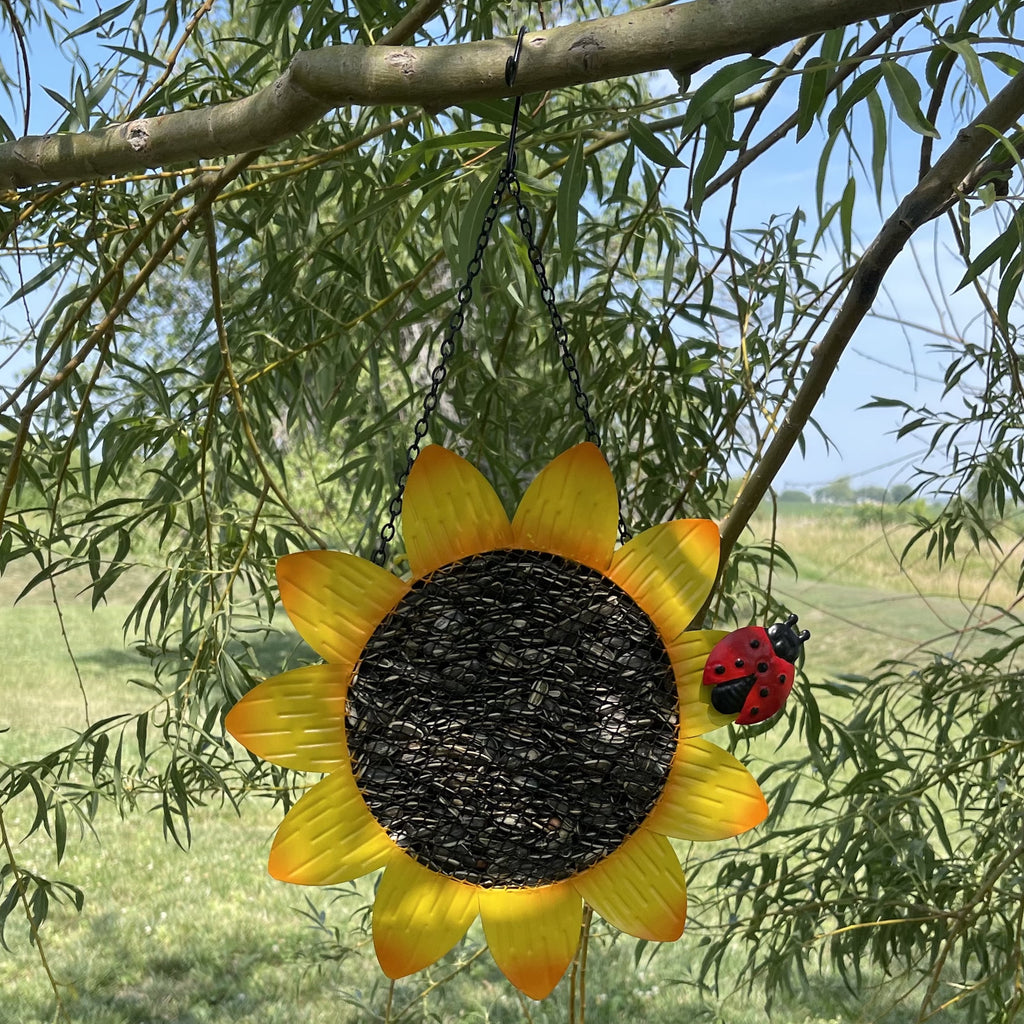 Yellow Sunflower Metal Mesh Clinging Bird Seed Feeder GEF1001