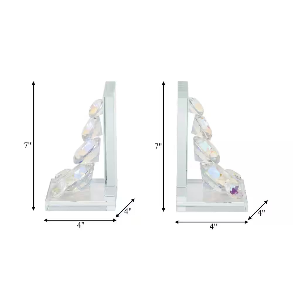 Clear Rainbow Crystal Diamond Glass Bookends (Set of 2)