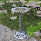 5065AP Antique Pewter Sunflower Design Aluminum Birdbath, Silver