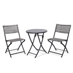 3 Piece Folding Outdoor Patio Bistro Set, Wicker Patio Furniture Sets with Table and Chairs for Garden, Backyard, Porch, Patio - Patio Conversation Set