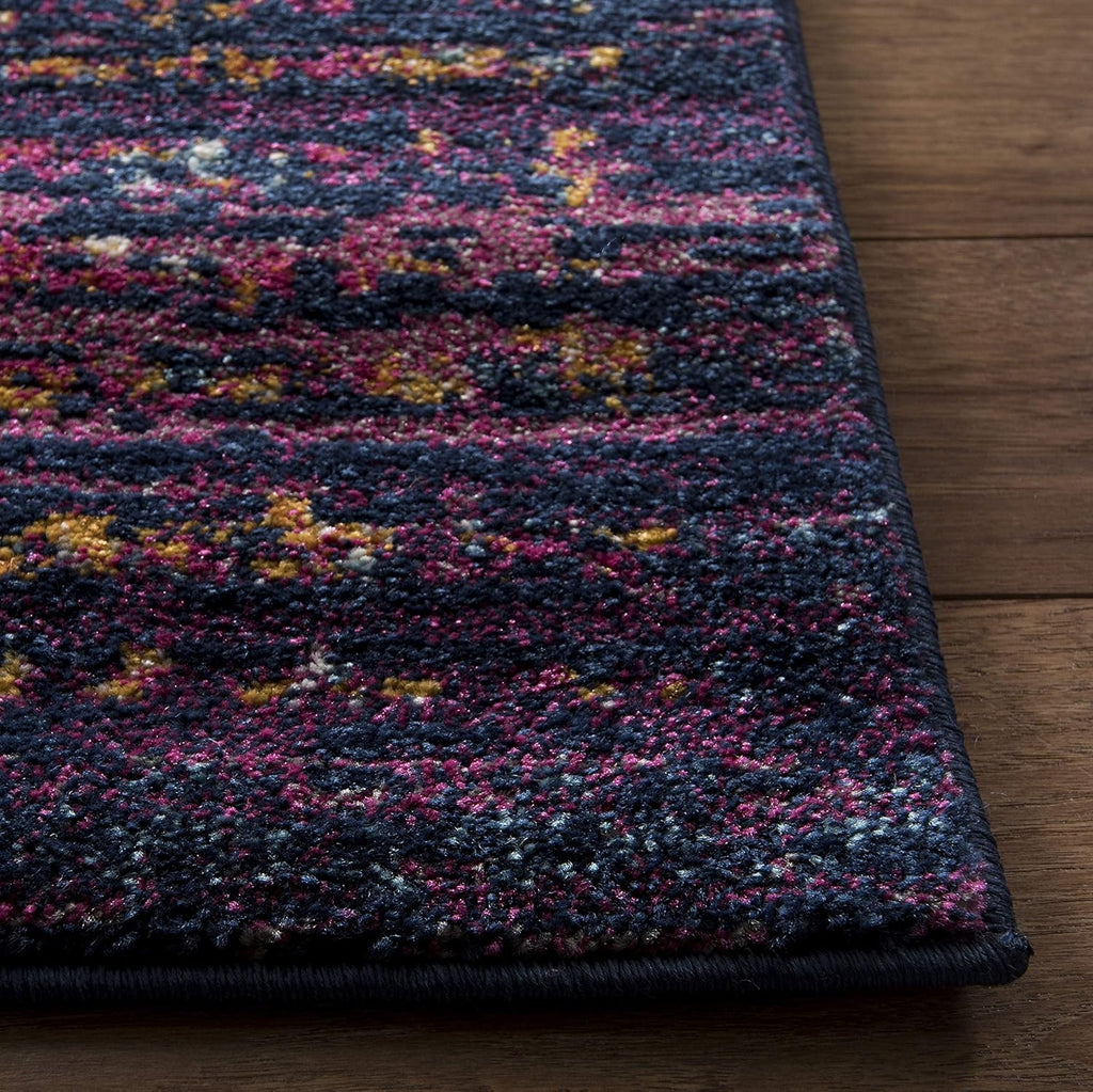 Evoke Collection 8' X 10' Blue / Fuchsia EVK275F Oriental Medallion Distressed Non-Shedding Living Room Bedroom Dining Home Office Area Rug