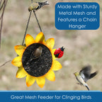 Yellow Sunflower Metal Mesh Clinging Bird Seed Feeder GEF1001