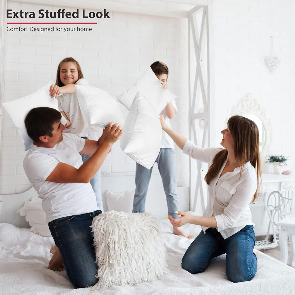 18X18 Throw Pillow Inserts – Set of 4 Soft Square Couch Pillows – Supportive, Fluffy Fill for Bed, Sofa & Chair – Decorative White Pillow Forms