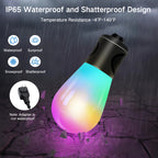 Outdoor String Lights, 45FT Smart RGBIC Patio Lights with 12 Bulbs for Christmas Halloween Decorations, Wifi Patio Lights with Remote & App Control, LED Lights for Outdoor Lighting & Backyard