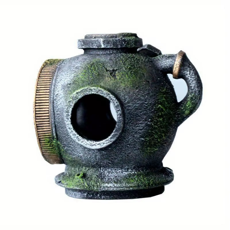 1Pc Resin Diving Helmet Wreck Aquarium Fish Tank Landscaping Creative Decoration Ornament through Rest Shelter for Tank
