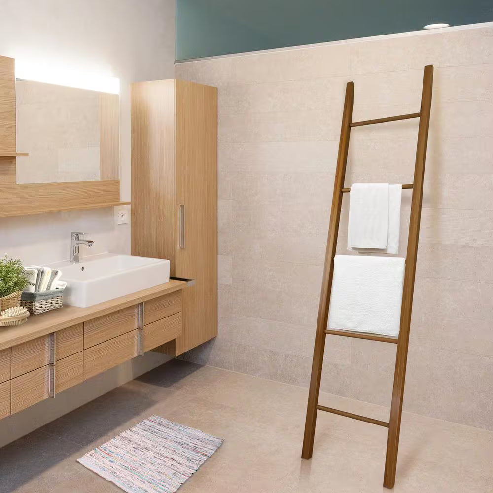 Natural 100% Solid American Cherry Decorative Ladder Shelving Unit (19 In. W X 1.75 In. D X 80 In. H)