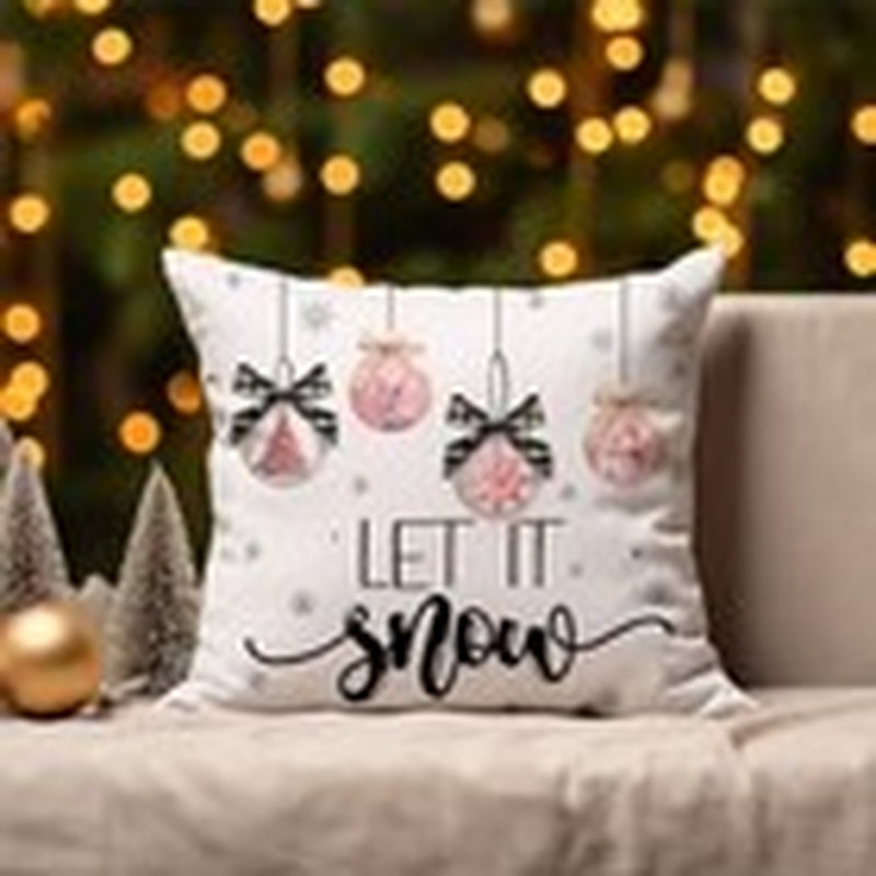 Kithomer Pink Christmas Decorations Pillow Covers 20X20 Set of 4 Polka Dots S...