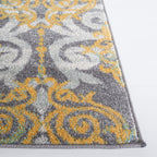 Evoke Collection Area Rug - 5'3" X 7'6", Grey & Ivory, Medallion Damask Design, Non-Shedding & Easy Care, Ideal for High Traffic Areas in Living Room, Bedroom (EVK230D)