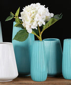 8 Inch Ceramic Flower Vase for Home Decor, Teal Vase for Artificial Flowers Bud Hydroponics Plants Ikebana Arrangement, Table Centerpieces Vase (Blue)