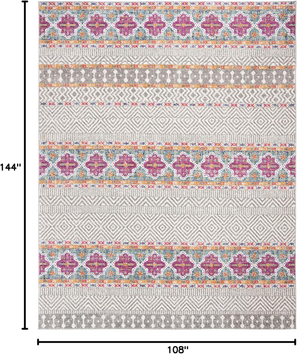 Madison Collection 9' X 12' Greyivory MAD797F Boho Chic Non-Shedding Living Room Bedroom Dining Home Office Area Rug
