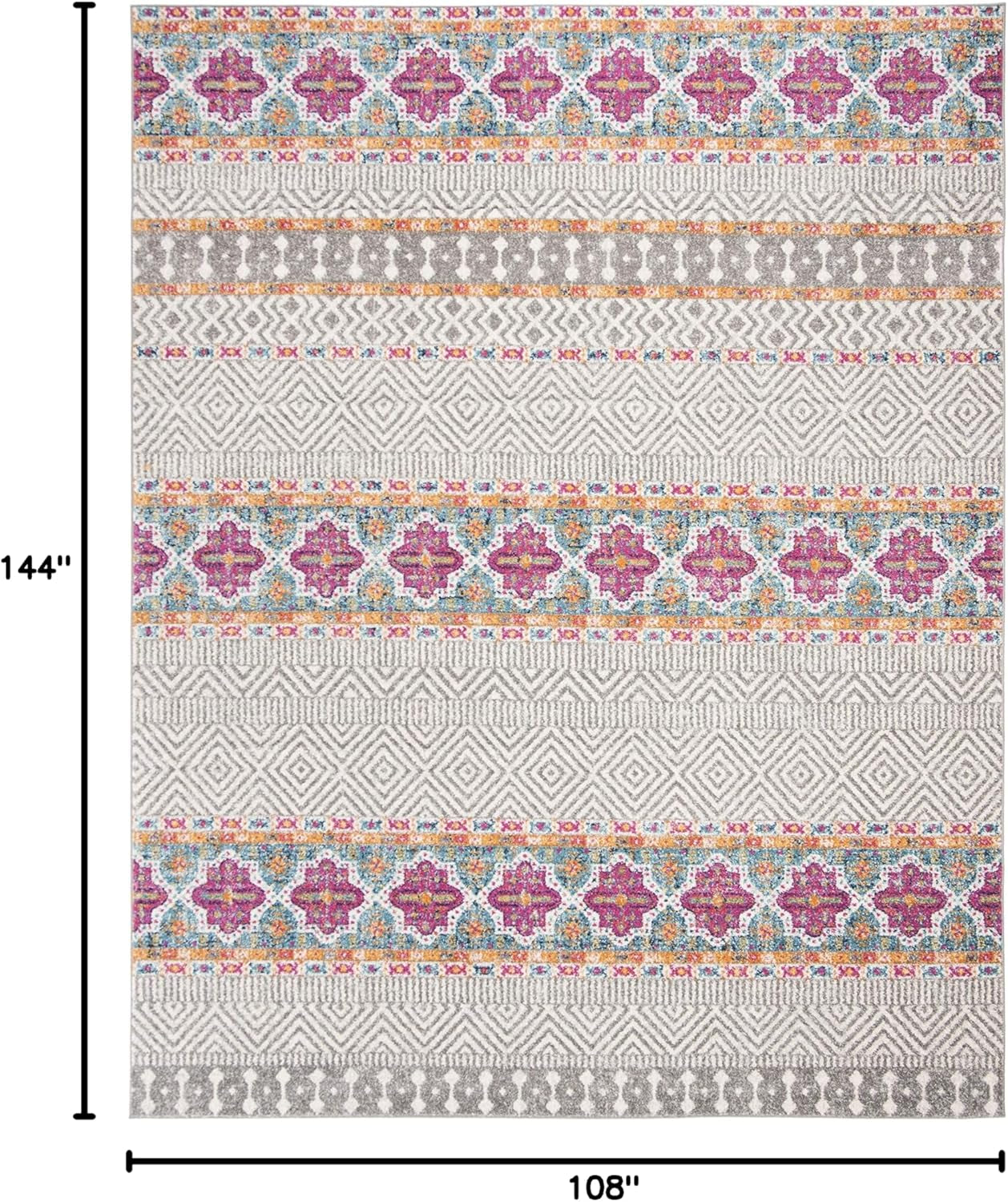 Madison Collection 9' X 12' Greyivory MAD797F Boho Chic Non-Shedding Living Room Bedroom Dining Home Office Area Rug