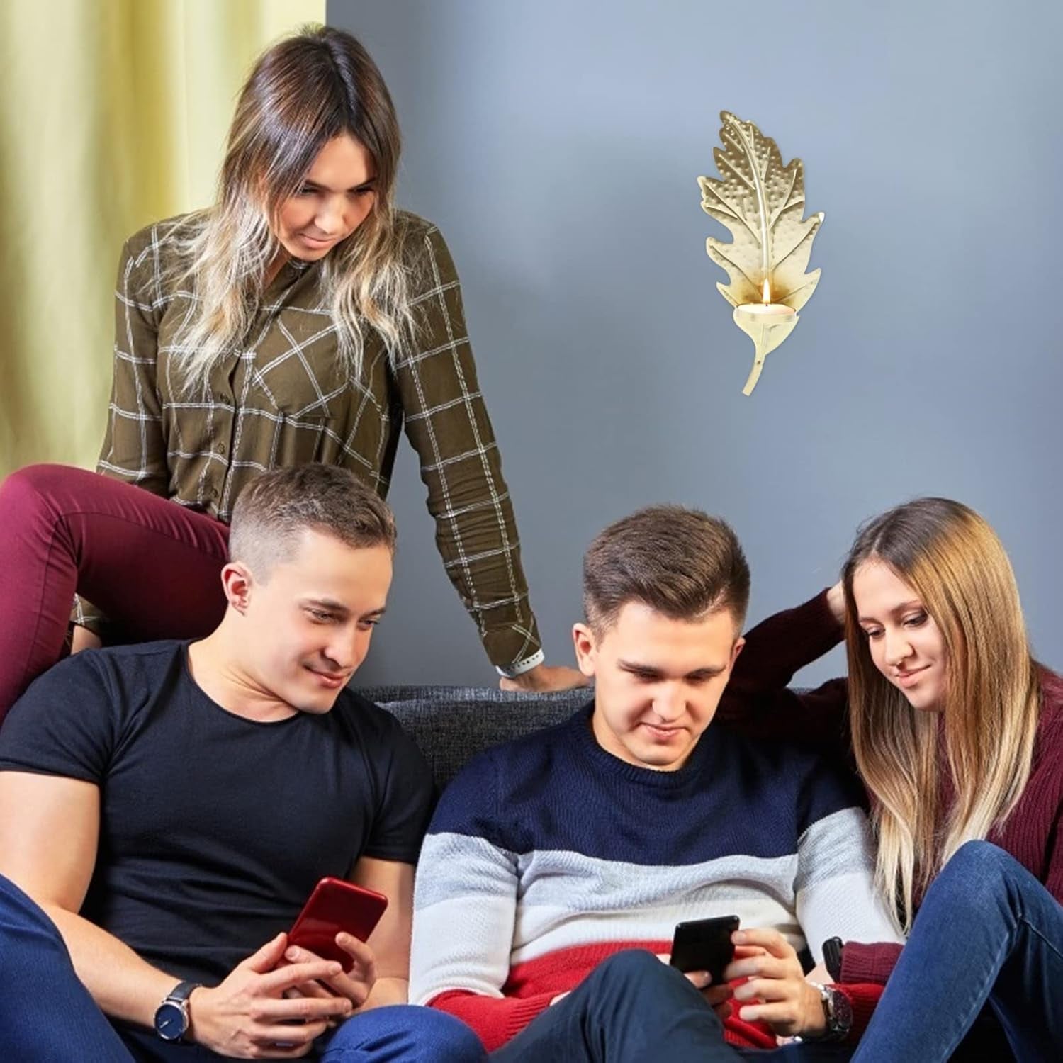 1Pc Wall-Mounted Candle Holder Creative Leaf Design Wall Decor for Living Room Bedroom Dining Accent for Parties and Weddings