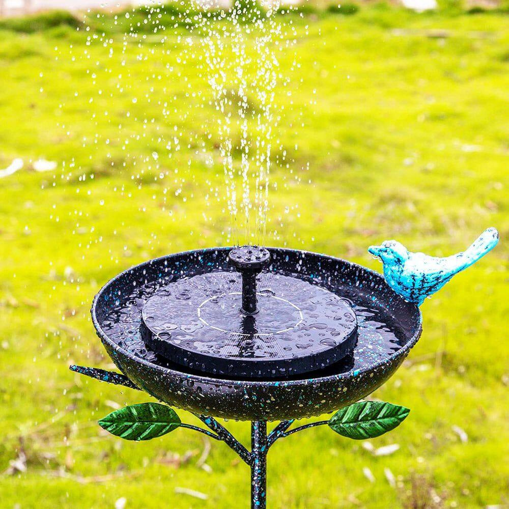 41 In. Metal Bird Bath with Stake and Decorative Cast Iron Bird for Outdoor Garden Yard Decor