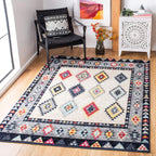 Adirondack Collection Area Rug - 5'1" X 7'6", Ivory & Grey, Boho Tribal Design, Non-Shedding & Easy Care, Ideal for High Traffic Areas in Living Room, Bedroom (ADR270A)