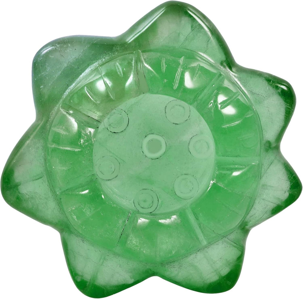 Green Fluorite Carved Gemstone Lotus Flower Statue Crystal Ball Stand/Candle Holder Decorative