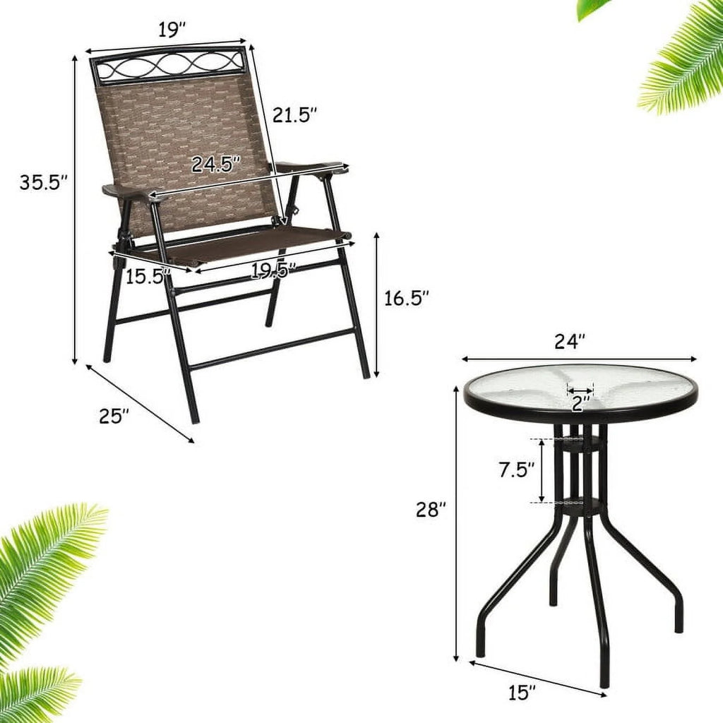 Patio Dining Set with Patio Folding Chairs and Table, Outdoor Patio Furniture Set