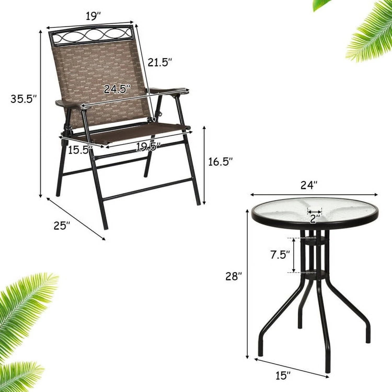 Patio Dining Set with Patio Folding Chairs and Table, Outdoor Patio Furniture Set