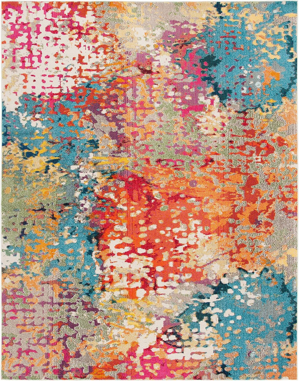 Madison Collection Area Rug - 6' X 9', Ivory & Multi, Boho Abstract Distressed Design, Non-Shedding & Easy Care, Ideal for High Traffic Areas in Living Room, Bedroom (MAD429C)