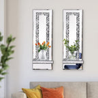 Crystal Crush Diamond Mirrored Candle Sconces, Silver Wall Candle Holder Set ...