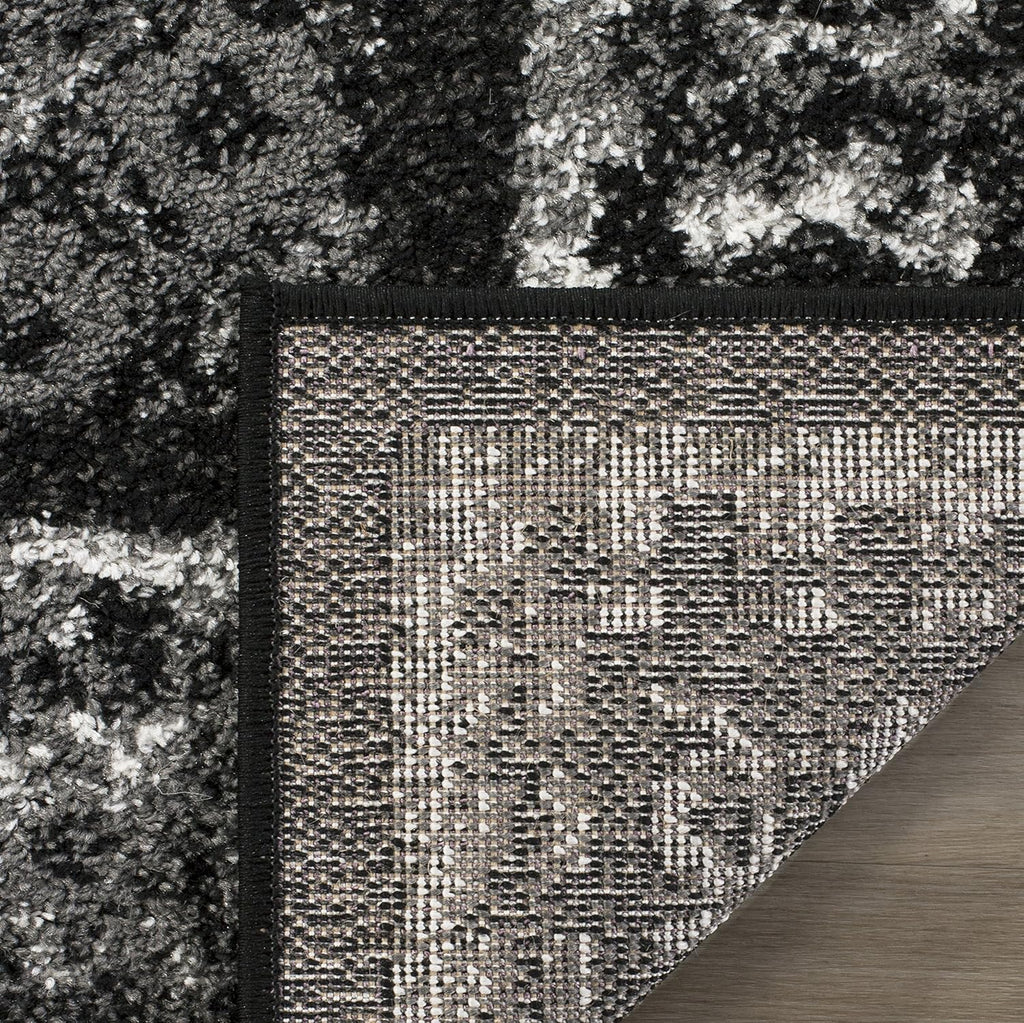 Adirondack Collection Runner Rug - 2'6" X 8', Black & Silver, Distressed Design, Non-Shedding & Easy Care, Ideal for High Traffic Areas in Living Room, Bedroom (ADR110A)