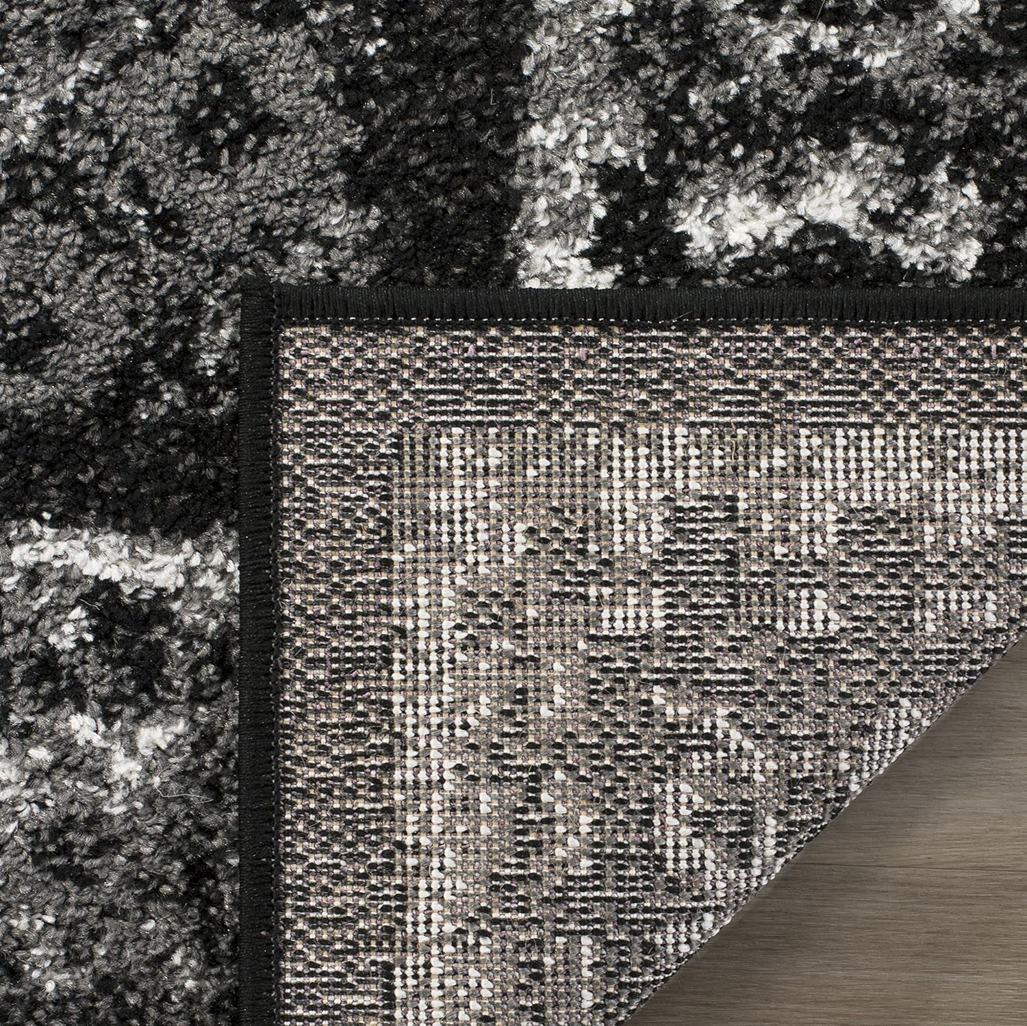 Adirondack Collection Runner Rug - 2'6" X 8', Black & Silver, Distressed Design, Non-Shedding & Easy Care, Ideal for High Traffic Areas in Living Room, Bedroom (ADR110A)