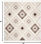 Moroccan Tassel Shag Collection Accent Rug - 3' X 5', Ivory & Brown, Boho Design, Non-Shedding & Easy Care, 2-Inch Thick Ideal for High Traffic Areas in Foyer, Living Room, Bedroom (MTS601A)
