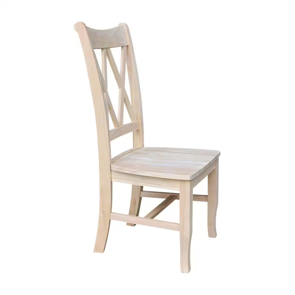 Unfinished Wood Double X-Back Dining Chair (Set of 2)