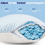 Shredded Memory Foam Pillows Cooling Pillows for Bed Sleeping Standard Size Set of 2 Pack