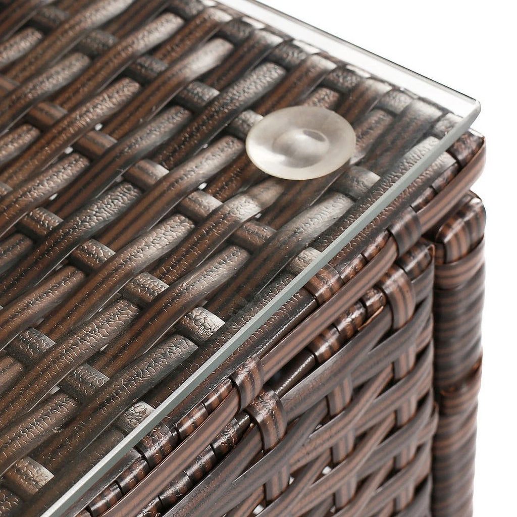 5 Pieces Patio Rattan Sofa Ottoman Furniture Set with Cushions, Patio Seating Conversation Set, Modern Patio Sofa Sectional All Weather Proof for Patio Back Deck