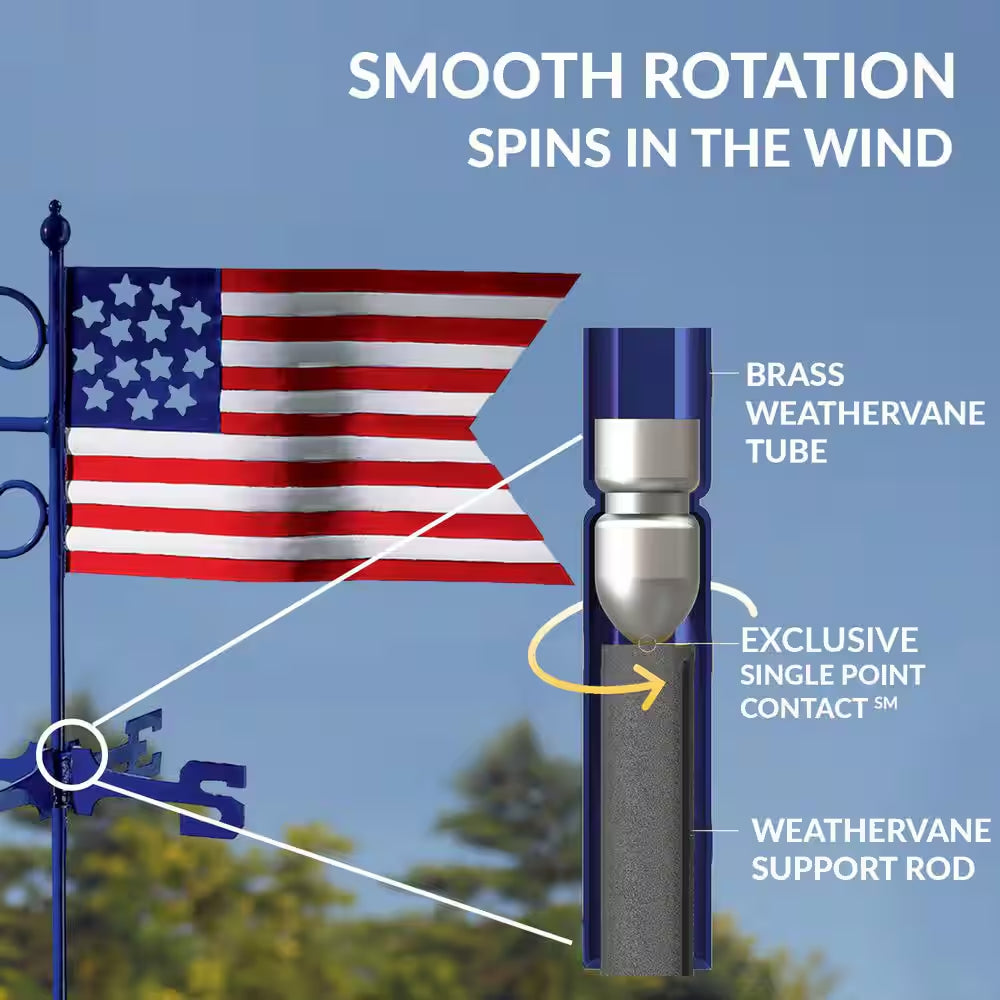 Americana Flag Garden Weathervane - with Garden Pole
