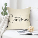 Merry Christmas Throw Pillow Cover, 18" X 18" Inch Decorative Xmas Sign Rustic Cushion Case, Farmhouse Home Winter Decoration Holiday Square Pillowcase Decor for Sofa Couch Cotton Linen