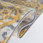 Evoke Collection Area Rug - 5'3" X 7'6", Grey & Ivory, Medallion Damask Design, Non-Shedding & Easy Care, Ideal for High Traffic Areas in Living Room, Bedroom (EVK230D)