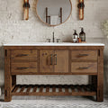 Telluride 60-In Distressed Pine Undermount Single Sink Bathroom Vanity with White Quartz Top