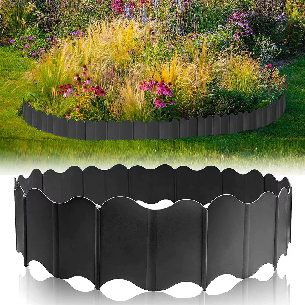 20Pcs Garden Edging Border, Garden Landscape Edging Borders, Plastic Garden Fence Edging, Interlocking Landscaping Edging