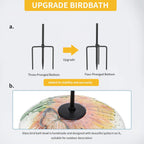 Bird Baths for Outdoors, Glass Birdbath Birdfeeder Bowl with Metal Stake for outside Garden Yard Lawn Sunflower Butterfly Decor