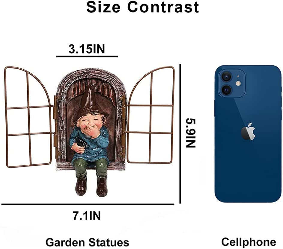 Elf Out the Door Tree Hugger Garden Decor, Garden Gnome Statue Garden Peeker Yard Elves Unimaginable Tree Sculpture Outdoor Gnomes Garden Decoration(Garden Gnomes) (Garden Gnome B)