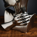 Silver Ceramic Vase Decoration Human Face Abstract Sculpture Modern Vase Ideal Gift for Friends, Family, Wedding or Home Decoration