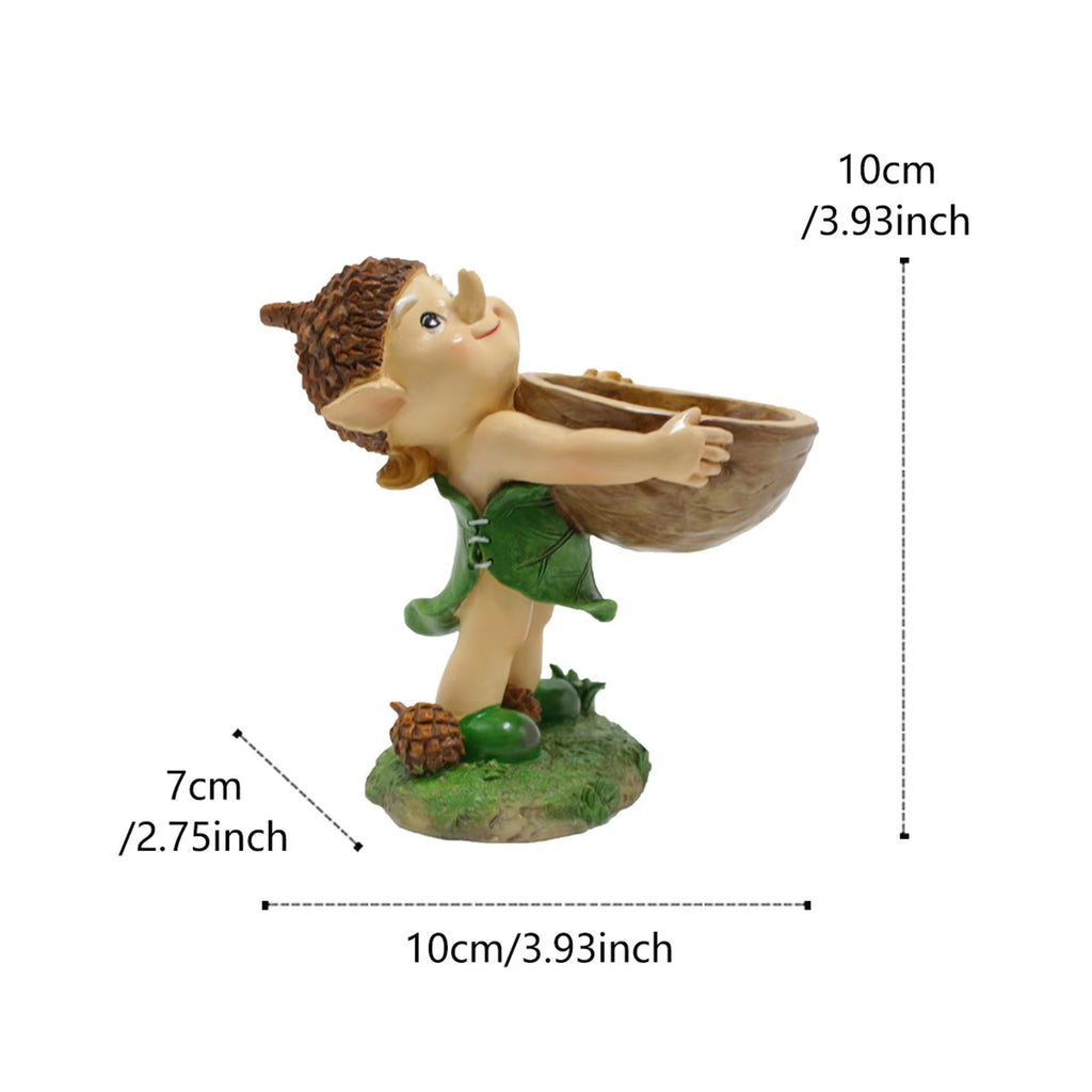 Hand Held Walnut Bird Bath Bowl Bird Feeder Funny Handcrafted Resin Feeder for Outdoors Water Bowl Sculpture Garden Decoration
