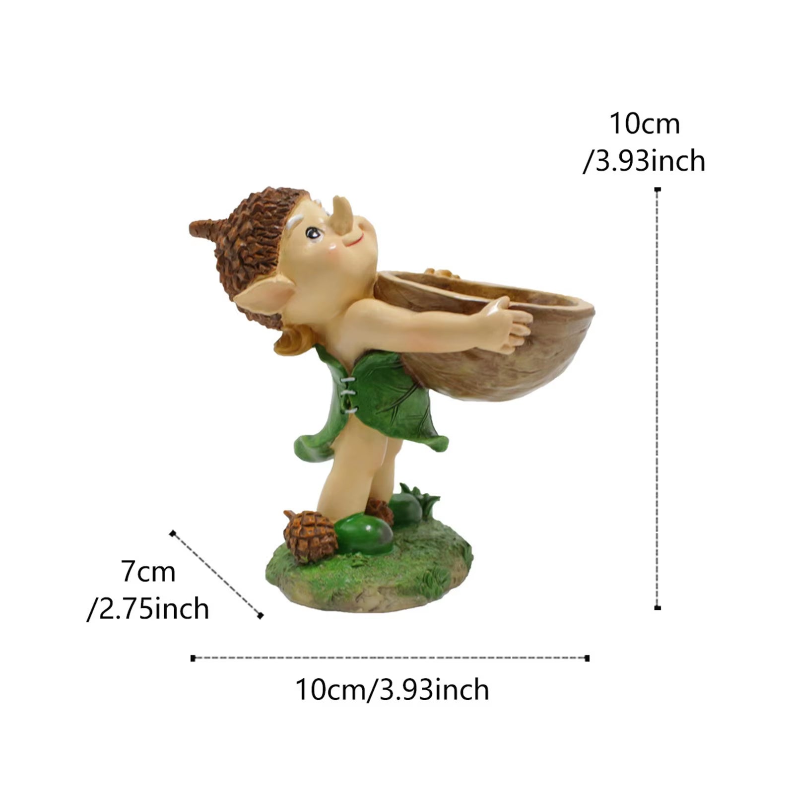 Hand Held Walnut Bird Bath Bowl Bird Feeder Funny Handcrafted Resin Feeder for Outdoors Water Bowl Sculpture Garden Decoration