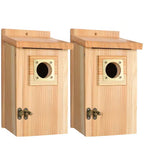 2-Pack Wood Bird Houses for outside Clearance with Copper Guard, Cedar Bird House Outdoor, Bluebird Assembly Required