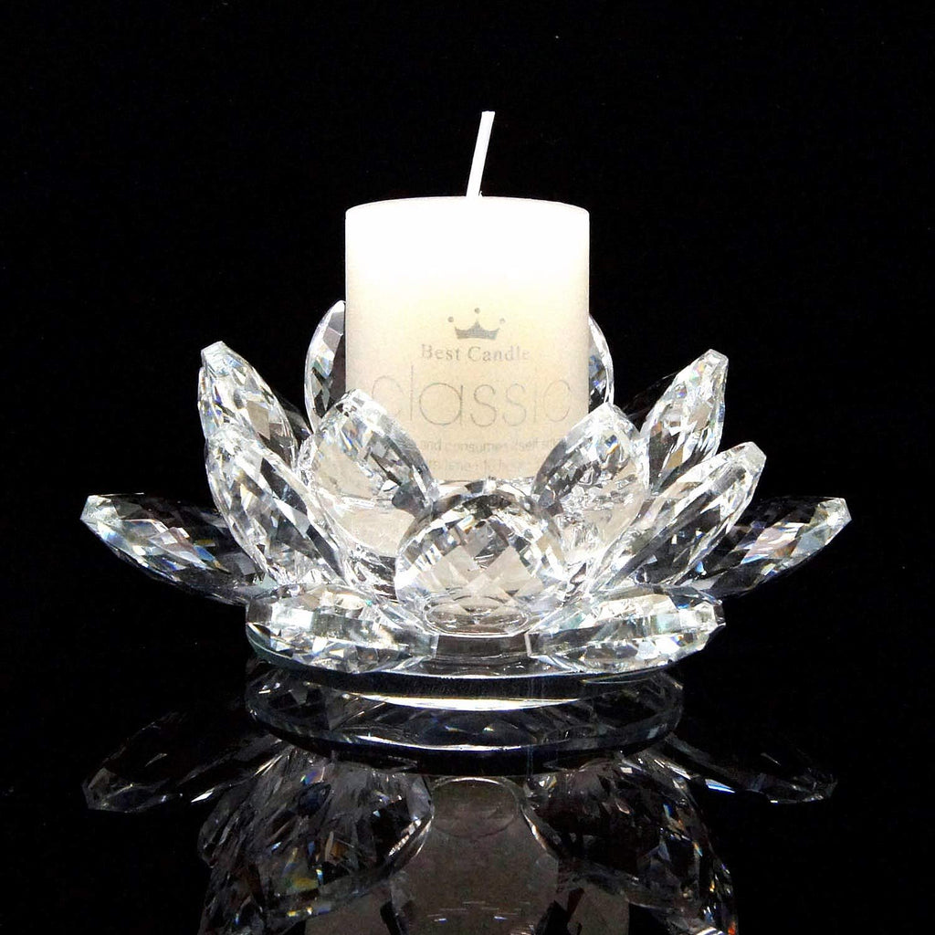 Crystal Lotus Candle Holders 4.75 Inches Activity Tealight Holders Pillar Holders 2Pcs for Home Decoration Party Wedding Decoration (2)