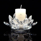 Crystal Lotus Candle Holders 4.75 Inches Activity Tealight Holders Pillar Holders 2Pcs for Home Decoration Party Wedding Decoration (2)