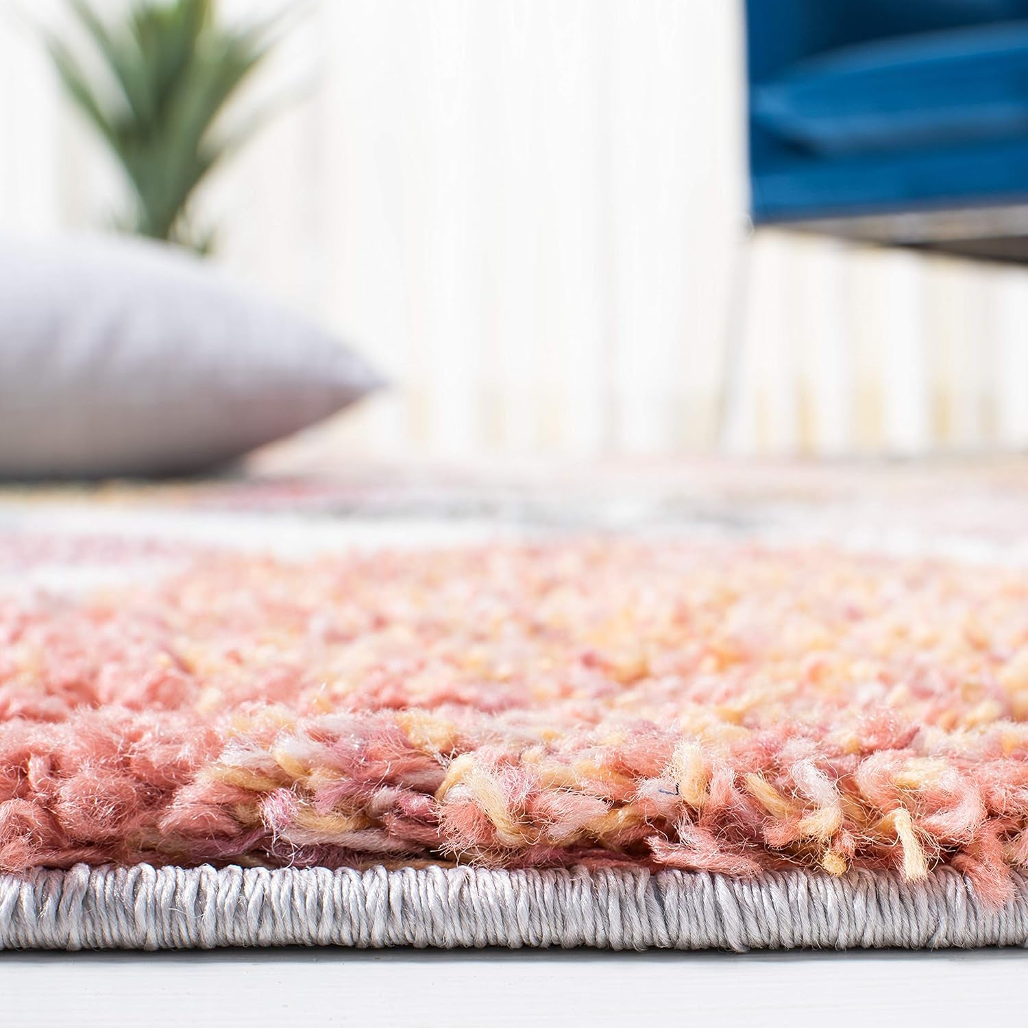 Calista Shag Collection Area Rug - 5'5" X 7'7", Rust & Gold, Abstract Design, Non-Shedding & Easy Care, 1-Inch Thick Ideal for High Traffic Areas in Living Room, Bedroom (CAL120P)