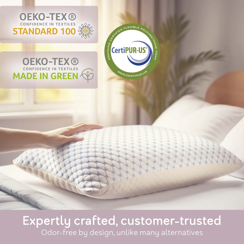 Temperature Queen Pillows Set of 2, Regulating and Adjustable Soft Memory Foam Cooling Bed Pillows Queen Size Pillows Set of 2, 20" X 30"