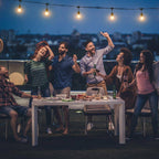 Outdoor String Light 48FT LED Heavy-Duty Patio Lights String Linkable with Shatterproof 15 LED Bulbs for outside Cafe Porch Market String Lights