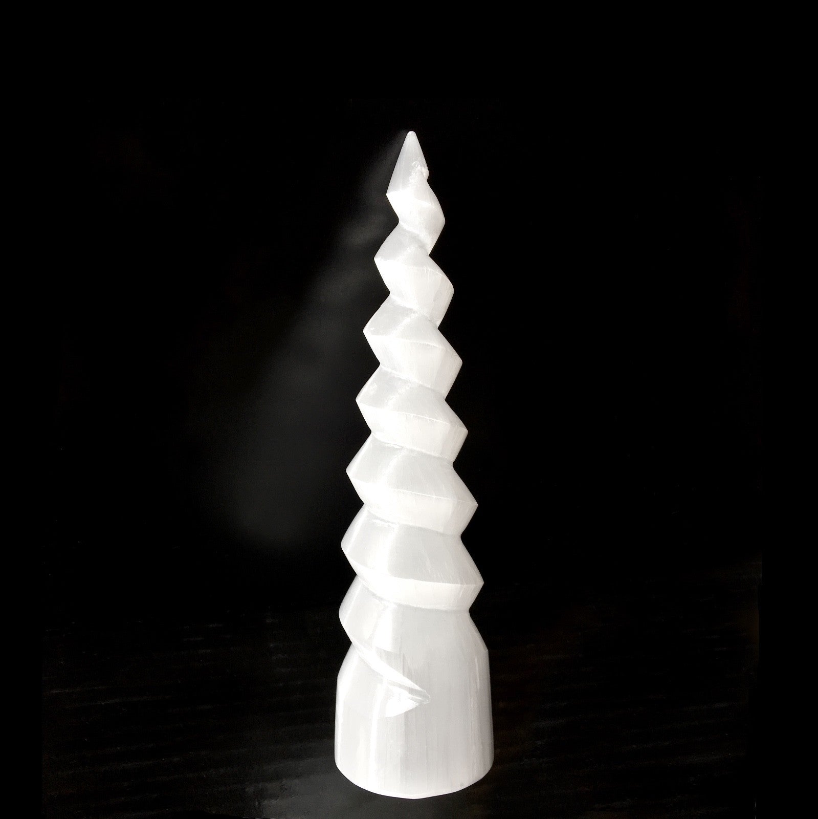 XL Selenite Tower Crystal Spiral Energy Wand 8" Point Cleanse Reiki CHARGE Heal