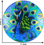 Bird Bath Hanging for Outdoor Glass Small Bird Feeder Bowl Garden Decoration 11 Inch Peacock (Peacock 1)